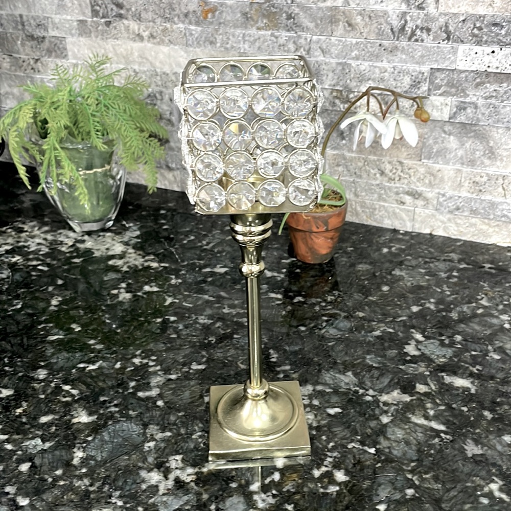 Hurricane Crystal Candle Holder (Square, 12")